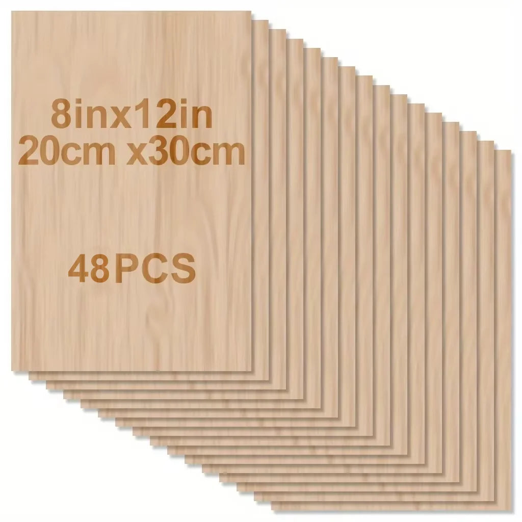 4/8/12/24/48 pieces of wood for crafts - 20*30 cm - 2 mm thick plywood with smooth surface - laser cut square panels
