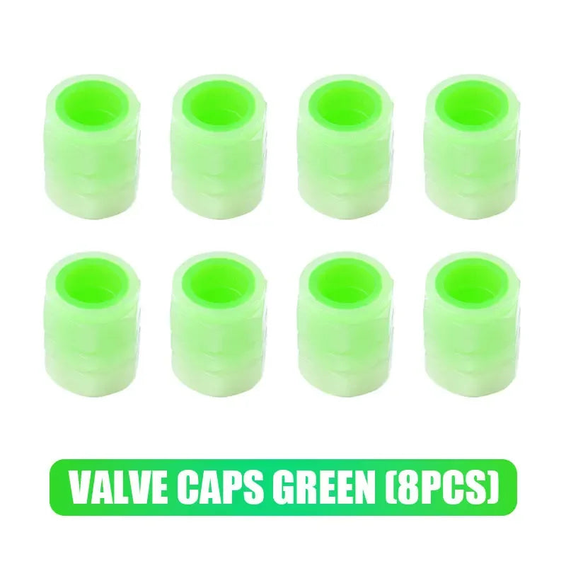 Luminous Car Tire Valve Cap Fluorescent Night Glowing Tire Decor Motorcycle Electric Bicycle Hub Valve Caps Car Accessories