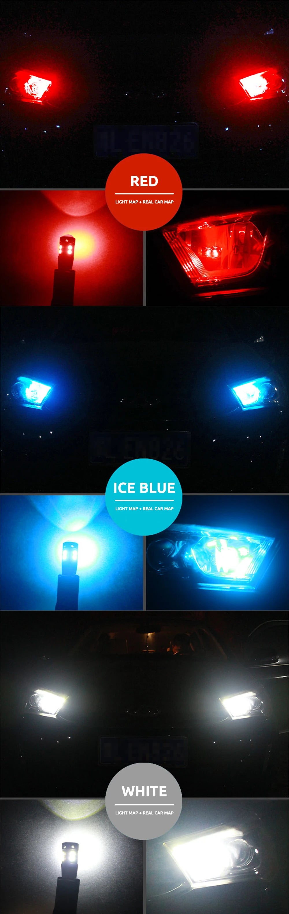 10PCS T10 W5W COB LED Bulbs Car Wedge Parking Lights Auto License Plate Lamps Dome Read Lights 12V Universal
