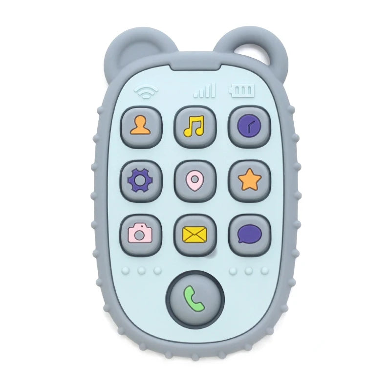 New Baby Teether Mobile Phone Shape Silicone Teether Teething Toy Kids Sensory Educational Toy Baby Gift Set