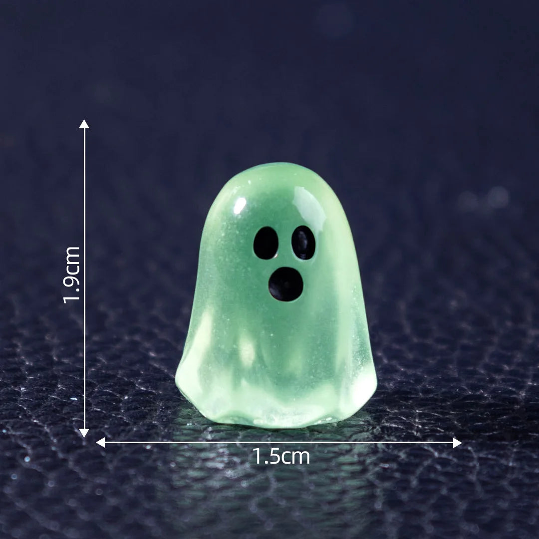 10pcs Creative Luminous Little Ghost Cute Beads DIY Decorative Pendant Accessories Miniature Micro Landscape Halloween Ornament