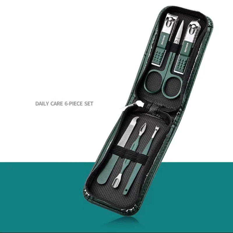 6-Piece Nail Care Set - High End Nail Scissors & Clippers for Men & Women, Portable Manicure Kit with Pouch