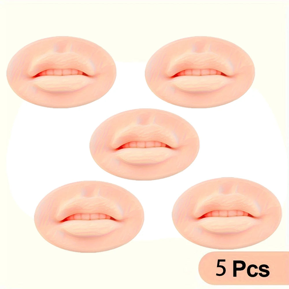 1/3/5Pcs Soft Silicone lip practice 3D Practice Lips Mold With Teeth Reuseable Training Skin For Lip Blush Permanent Makeup