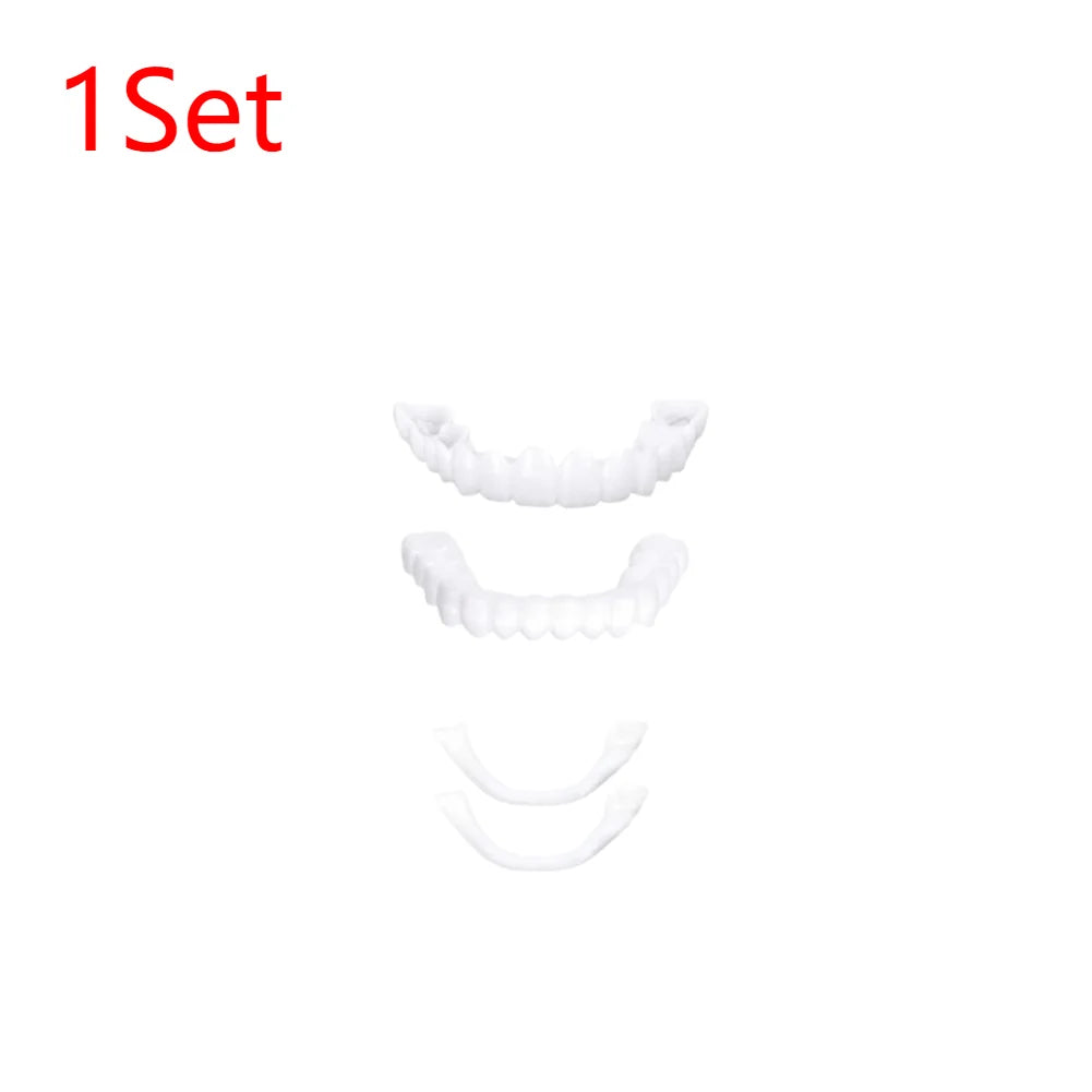 1-5Set Upper Lower Temporary Fit Fake Teeth Cosmetic Denture Smile Veneers False Teeth Brace Cover Upper False Tooth Cover Snap