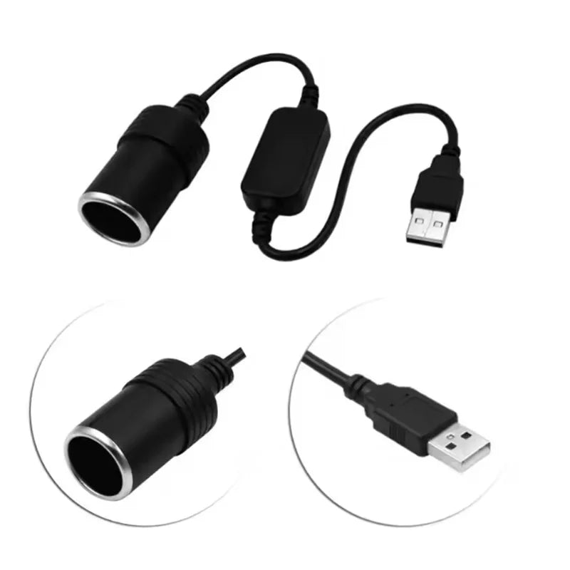 1pc 5V 2A USB To 12V Cigarette Lighter Socket USB Male to Female Cigarette Lighter Adapter Converter Car Electronics Accessories