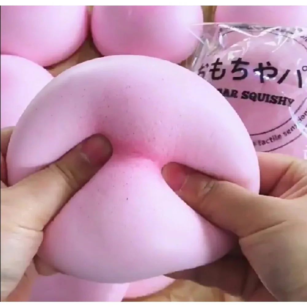 Squishy Simulated Pink Buns Squeeze Toy Soft Stress Relief Slow Rising Sensory Fidget for Anxiety ADHD Autism Gifts for Kids