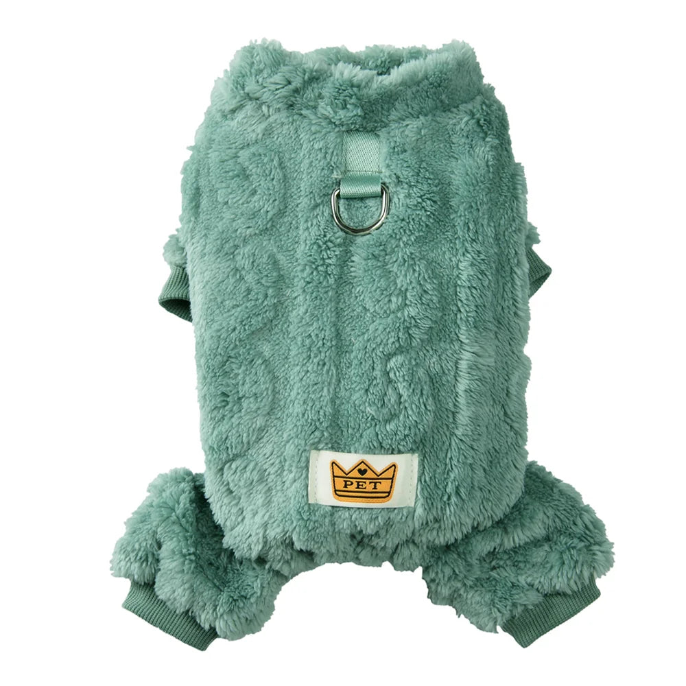 Soft Dog Clothes For Winter Warm Puppy Jumpsuit With D-ring Flannel Fleece Pets Sweater For Small Medium Dogs Yorkshire Pug Coat
