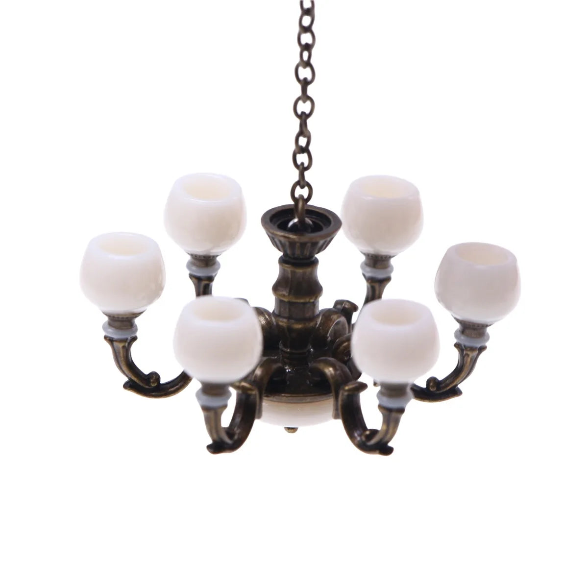 1:12 Dollhouse Miniature Retro Lamp Chandelier Light Working Ceiling Lamp Light Furniture Model DollHouse Livingroon Scene Decor