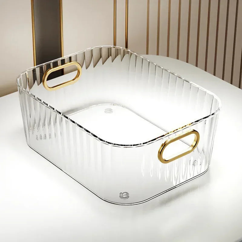 Rectangular Desktop Cosmetic Storage Drawer Stackable Green Box Acrylic Rack Sundries Snack Makeup Storage Basket Organizer