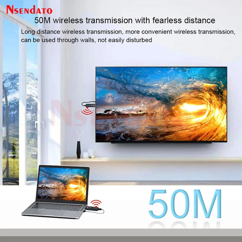 50M 1080P Wireless HDMI Video Audio Transmitter Receiver Extender 5.8G HDMI Wireless TV Stick Display Dongle For Monitor TV Box