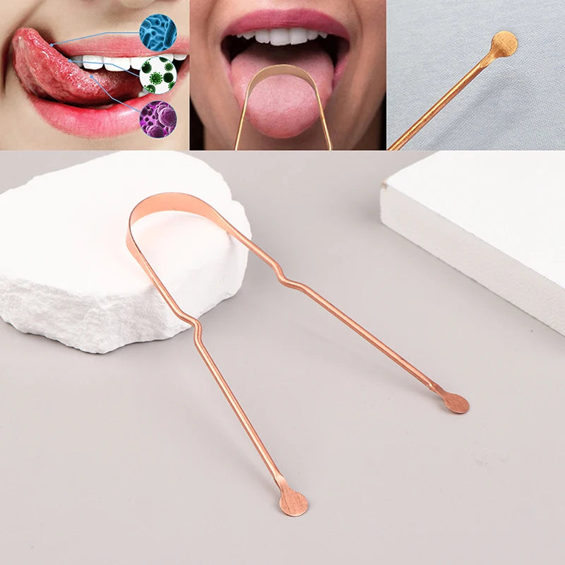1Pc Pure Copper Tongue Scraper Oral Cleaner Brush Fresh Cleaning Hygiene For Men And Women High Quality Tounge Scraper 3 Styles