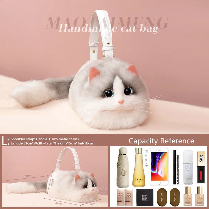 New Cute Popular Cat Small Bag Smooth Hand Feeling Not Easy To Lose Hair Hundred Mobile Phone Net Red Chain Crossbody Bag