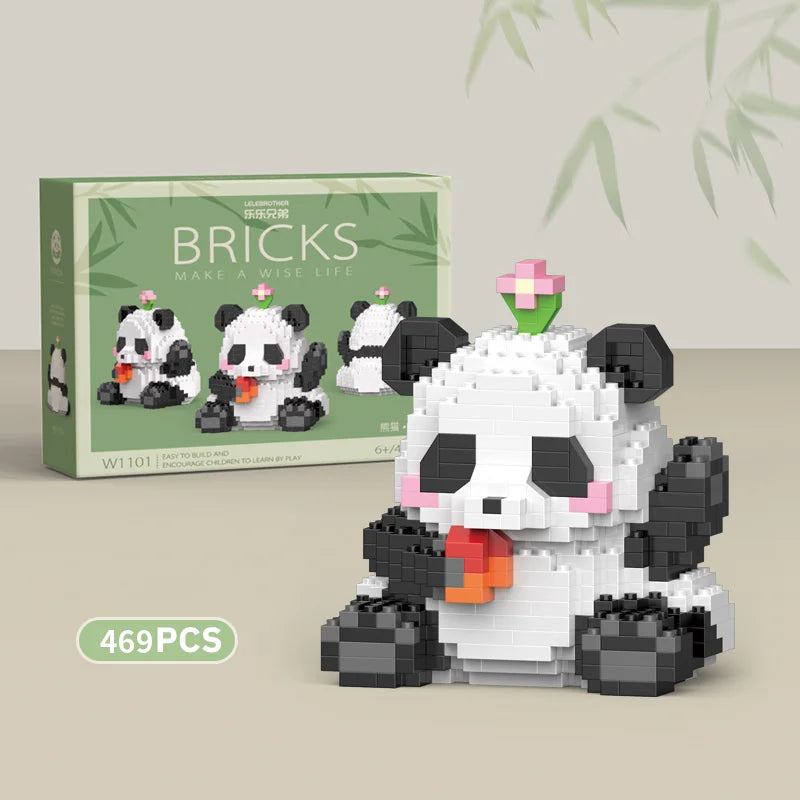 Cute Panda Micro Building Blocks Microparticle Animal Huahua Doll Building Block Brick Toys for Children Girls Birthday Gifts
