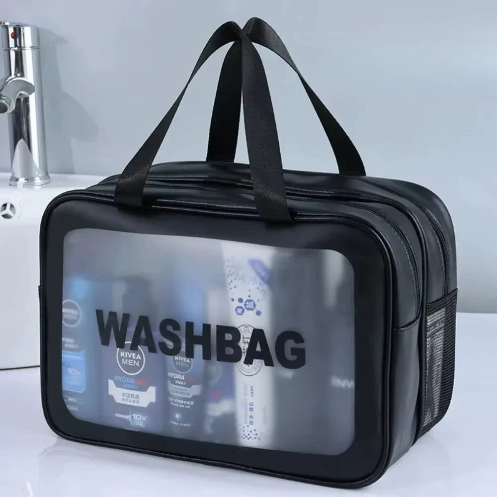 Dry-wet Separation Double Transparent PU Makeup Bag Portable Washing Bag Cosmetic Storage Bag Travel Fitness Swimming Essentials