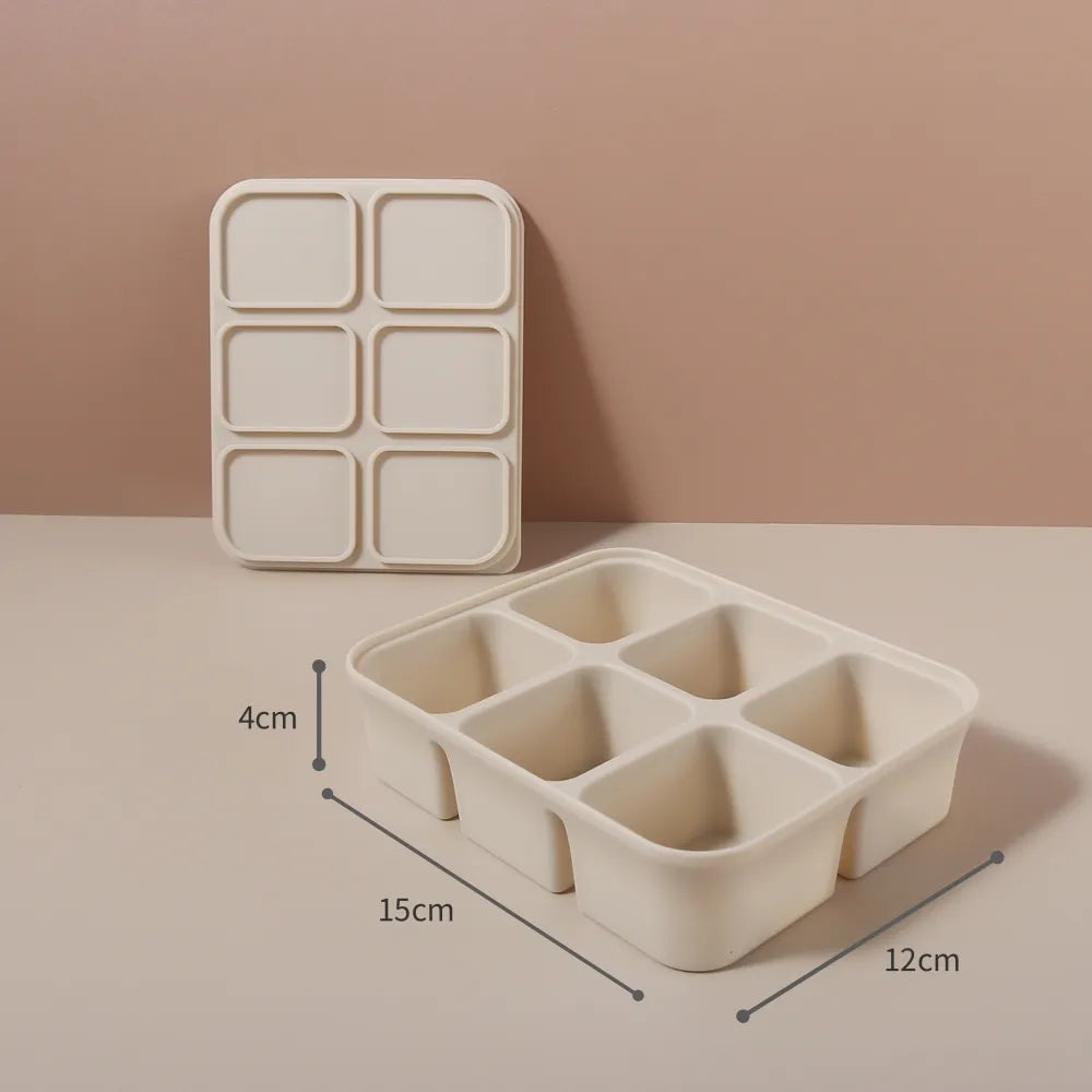 Baby Ice Cube Tray Silicone with Lids Flexible Ice Molds for Beverages,Baby Food Storage Mould, BPA-free