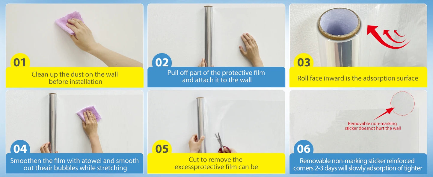 45cm Electrostatic Wall Protective Film Transparent Non-adhesive Adsorption Wall Stickers Waterproof And Dirt-resistant