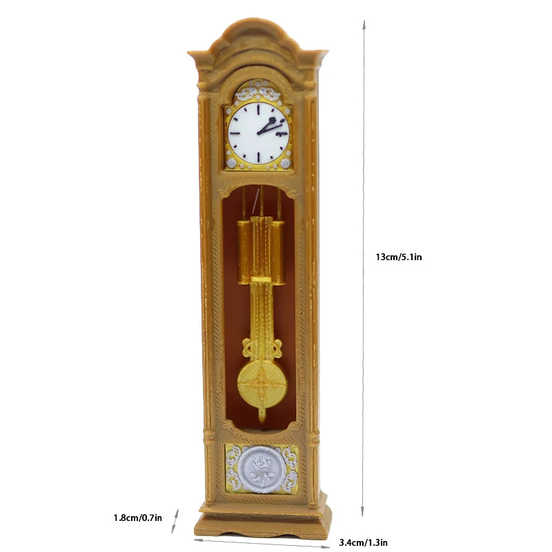 Mini Retro Standing Clock Grandfather Clock Living Room Furniture Decoration Model Scene Ornament