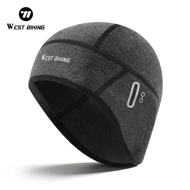 WEST BIKING Winter Fleece Cycling Cap Windproof Thermal Skull Cap Helmet Liner Running Skiing Motocycle Riding Men MTB Bike Hat