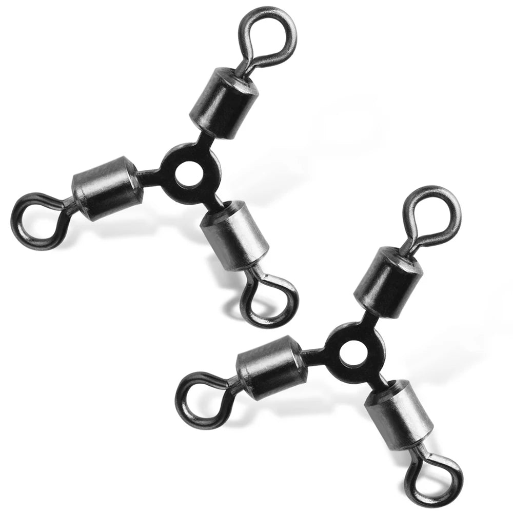 20Pcs 3 Way Fishing Connector Brass Alloy Bearing Rotating Fishing Hook Connecting Ring 2#-12# O-Type 3 Way Bait Fishing Tool
