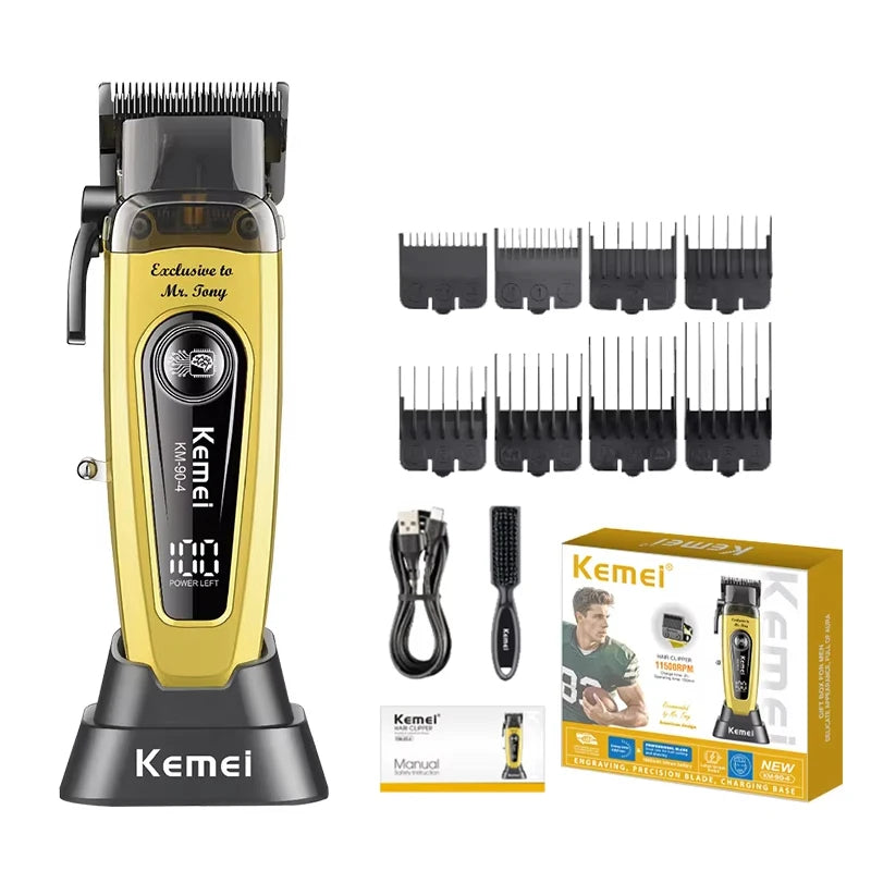 Kemei Professional Electric Hair Clipper 10W Big Power Trimmers Rechargeable Men's Hair Cutting Machine Barber Clippers KM-90-4