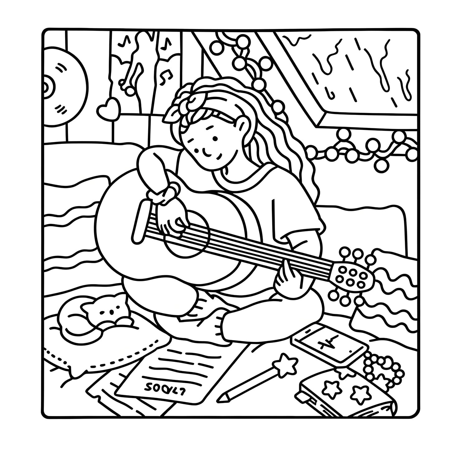 COZY GIRL VIBES Bold-easy Patterns Coloring Book for Adults Cute Drawing Book Perfect Gift for Party and Birthday