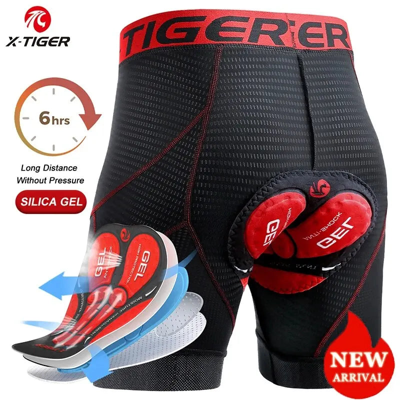 X-TIGER Cycling Shorts Breathable Mesh Cycling Underwear Gel Pad Shockproof MTB Bike Shorts Bicycle Underwear