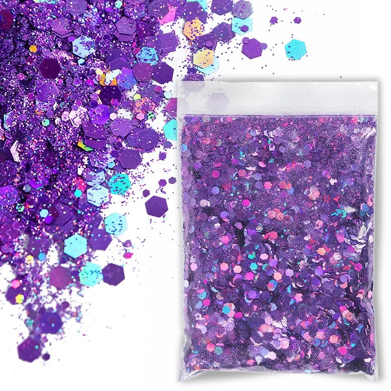 50g Chunky Glitter Holographic Laser Flakes Nail Glitter Powder For Jewelry Making Diy Resin Art Craft Fine Iridescent Sequins