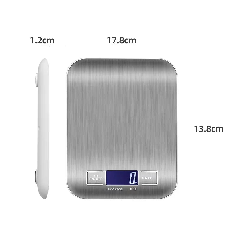 5kg/1g Multifunction Electric Digital Kitchen Food Scale LCD Display, High Precise Waterproff Measuring Scale Stainless Steel