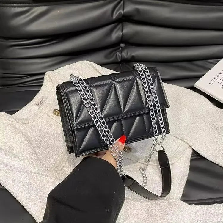 Women's fashion crossbody bag diamond check chain small square bag shoulder bag