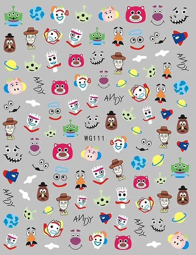 1PCS Cartoon Rainbow Horse Nail Sticker Girl Stickers For Nails Anime Mickey Nail Art Supplies Disney Princess Nail Decoration