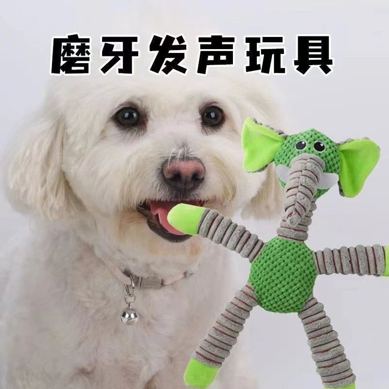 Squeaky Plush Elephant Dog Toy Durable Bite‑Resistant Pet Chew Toy Teeth Cleaning Interactive Puppy Stress Relief Toy