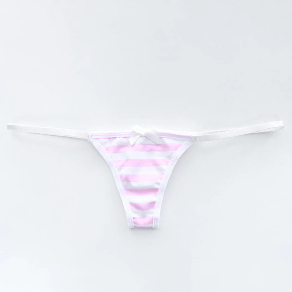 Sexy Bikini Set Women Strap Underwear Stripe Cute Lingerie Micro-Bikinis Swimwear Japanese Schoolgirl Anime Cosplay