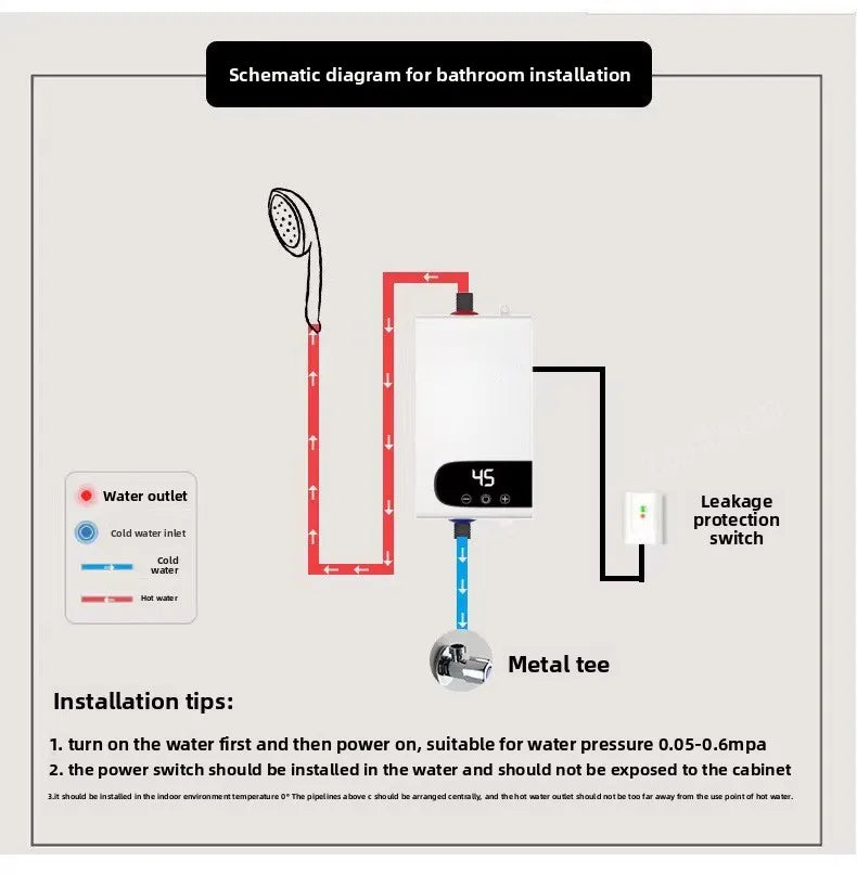 5500W Newest Water Heater Instant Water Heater Tankless Instantaneous Faucet Tap Kitchen Hot Water Crane LED Digital