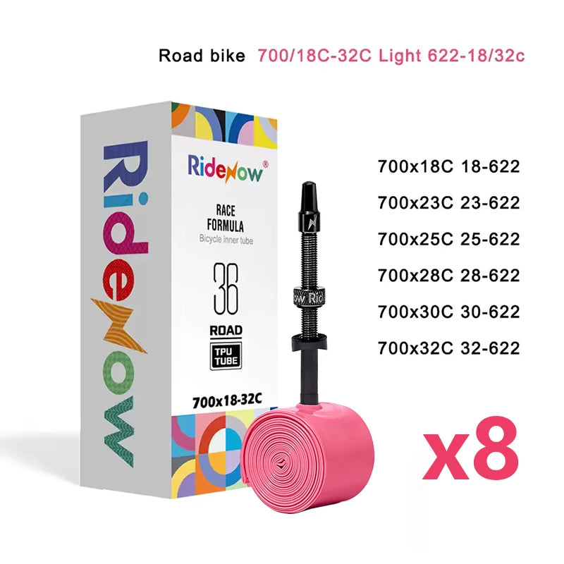 Ridenow Upgraded Metal Nozzle 700c Tpu Inner Tube External Thread Tube 700x18-32c Road Bike Removable Valve Cores Inner Tire
