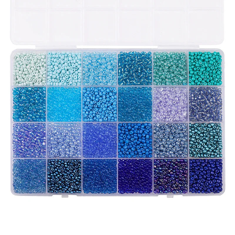 24 Grid 3mm Premium Glass Rice Beads Set 5200pcs Tiny Seed Beads Box Kit for Bracelet Necklaces Jewelry Making DIY Craft Beading