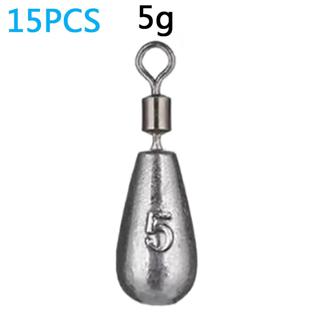 Drop Shot 15PCS/Lot Fishing Weight Sinker 3.5g 5g 7g 10g 14g 20g Tube Bullet Plumb Pendant Metal Jig Sea Tackle Kit Pesca Tool