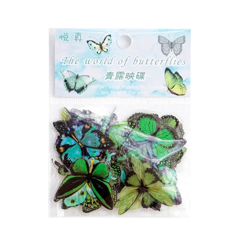 Journamm 40pcs/pack Butterfly Series Stickers Art Collage Junk Journal DIY Scrapbooking PET Waterproof Craft Aesthetics Stickers