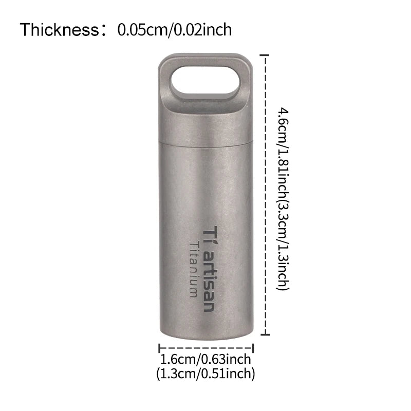 Tiartisan Pure Titanium Sealed Mini Pill Box Outdoor Travel Waterproof Small Tool Parts Container Multi-Purpose EDC Tool