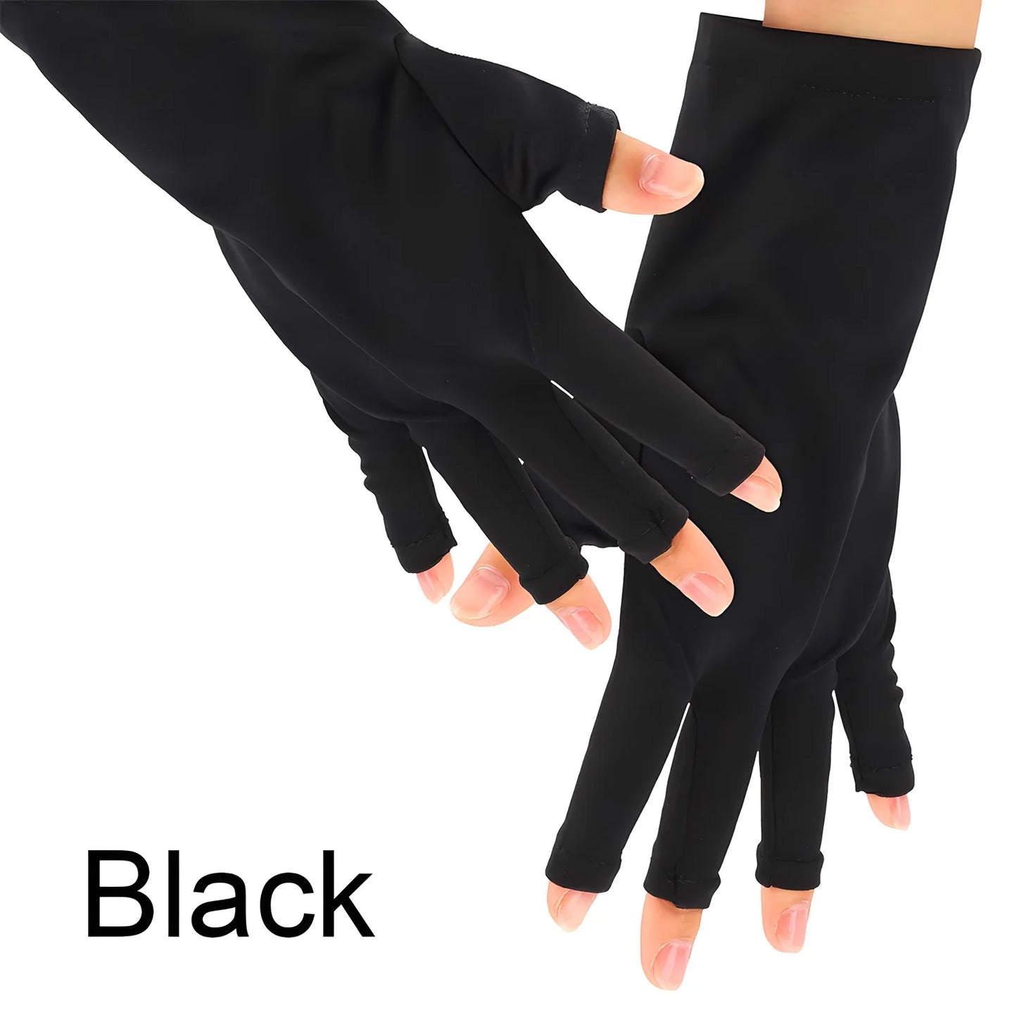 Anti UV Gloves Gel Professional Protection Gloves For ManicuresProtect Hands Nail Art Stretchy Fingerless Glove For Home Outdoor