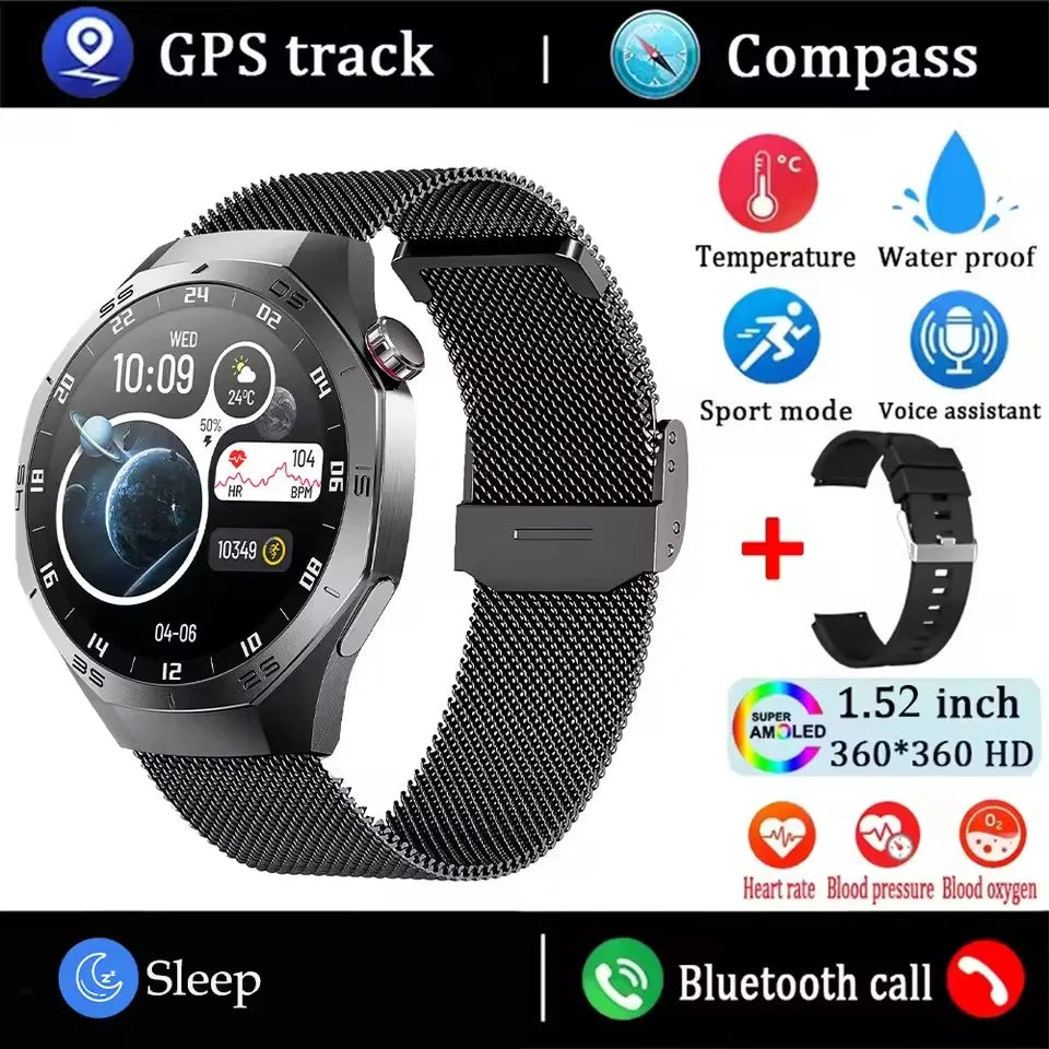 2025 New GT5 Pro Smart Watch Men AMOLED Screen GPS Motion trajectory Heart Rate Monitr Bluetooth Call SmartWatch Waterproof Band