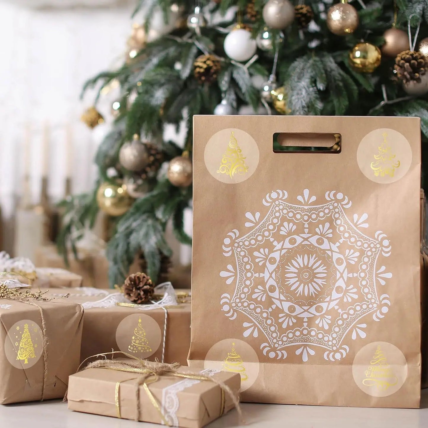 500pcs 1inch/2.5cm Clear Merry Christmas Stickers Presents Cards Tag Self Adhesive Seals Label Scrapbooking Stickers