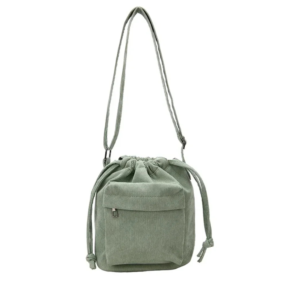 2025 New Women Bag Middle Shoulder Bag Korean Style Drawstring Bucket Bag Casual Light Youth Crossbody Bag Whole Sale