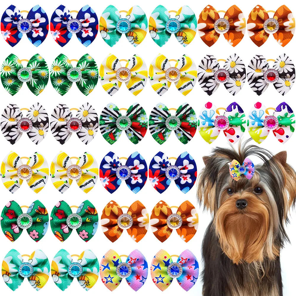 10/20/50PCS Dog Bow Puppy Grooming Accessories Decoration Cats Dogs Hair Bow Wholesale Multicolour Bow Rubber Band Pet Supplies