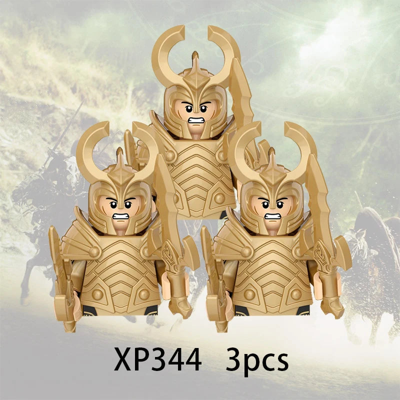 3pcs Lord Rings Elves Orcs Army Dwarf Rohan Mini Action Toy Figures Building Blocks Assembly Toys for Kids Birthday Gift