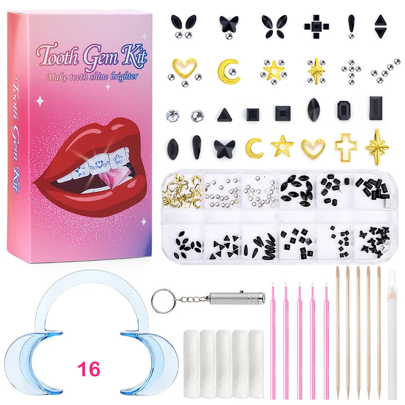 1 Set Professional Tooth Gem Kit Diy Love Horse Eye Crystals Jewelry Kit Teeth Gems Kit Tooth Gems For Teeth Jewelry Starter