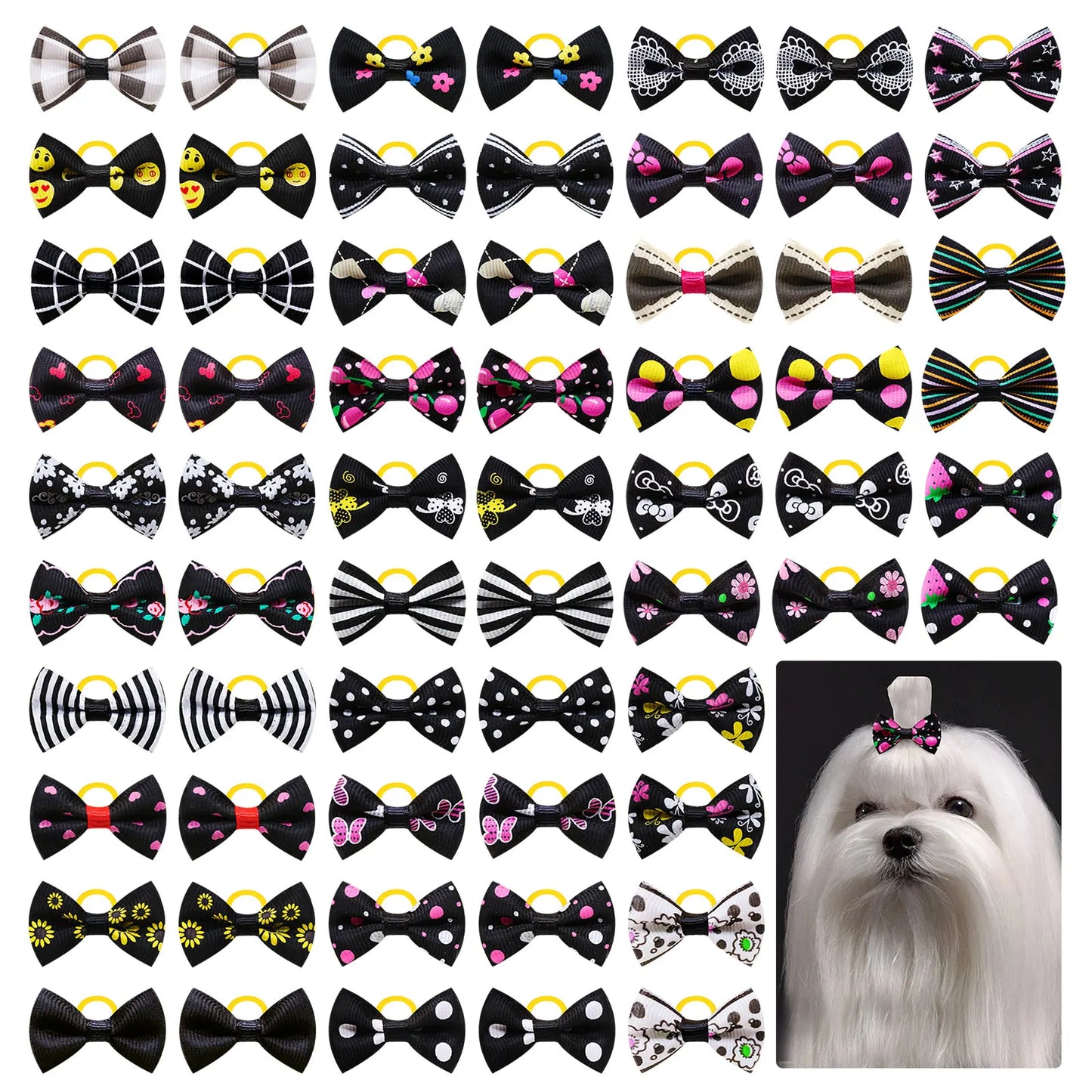 30PCS Pet Dog Cat Puppy Grooming Bows Pet Hair Accessories Decorate Hair for Small Dog Hair Rubber Band Dog Supplier