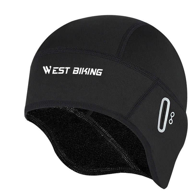 WEST BIKING Winter Fleece Cycling Cap Windproof Thermal Skull Cap Helmet Liner Running Skiing Motocycle Riding Men MTB Bike Hat