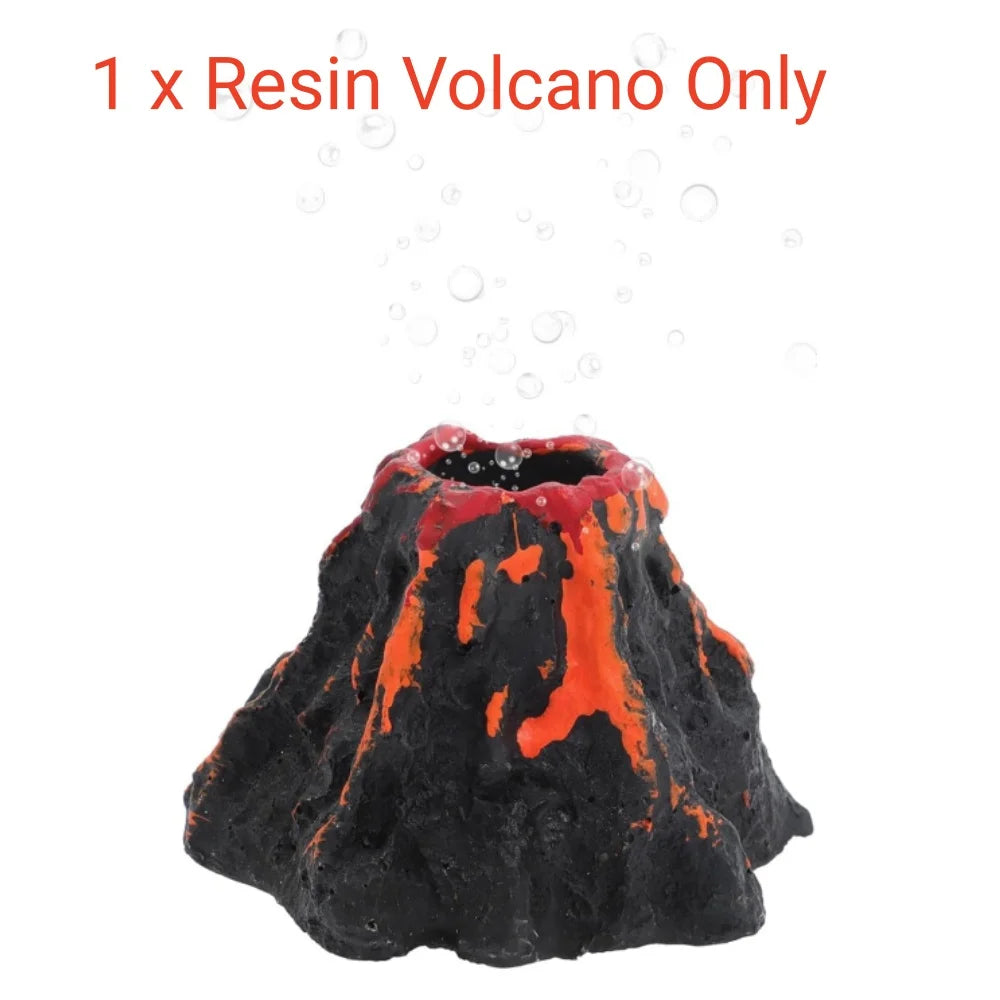 Aquarium Decoration Set Resin Submarine & Volcano Air Bubbler Fish Tank Ornaments Landscape Accessories for Betta Shrimp Decor