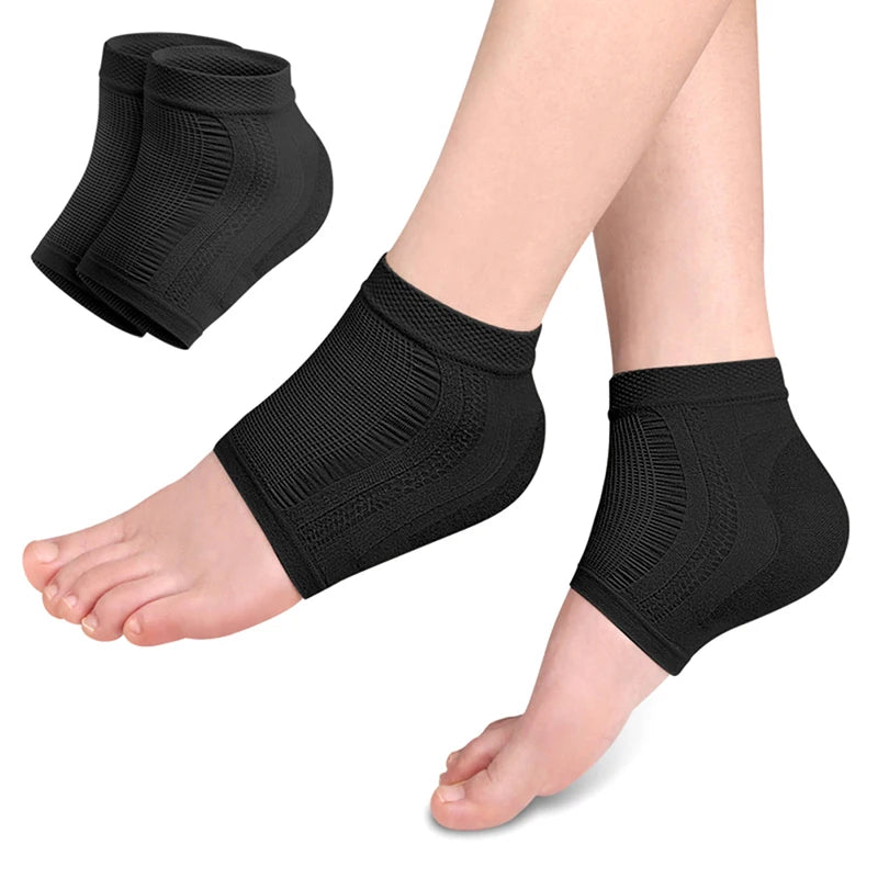 2PCS Gel Silicone Heel Protector Sleeve Heel Pads Heel Cups Plantar Fasciitis Support Feet Care Repair Cushion Half-yard Socks