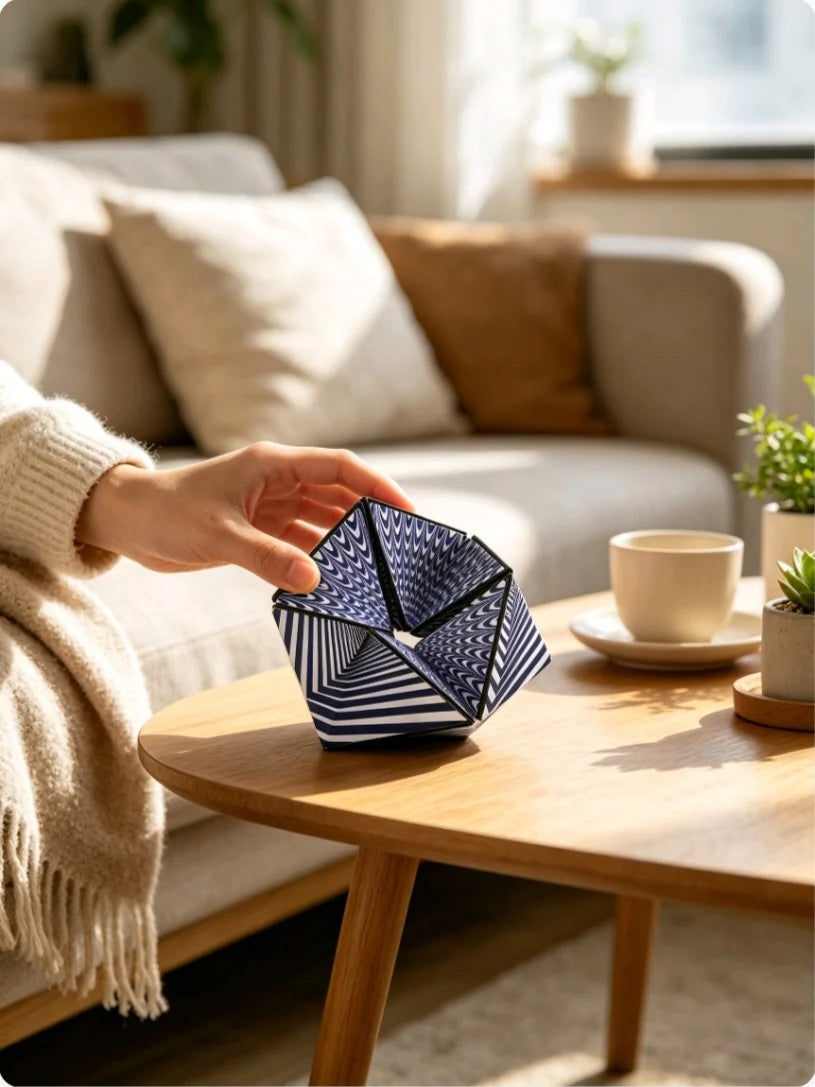 Infinite Flip 3D Geometric Stress Relief Cube Magnetic Fold Visual Illusion Transform Fidget Gadget Office Desktop Anxiety